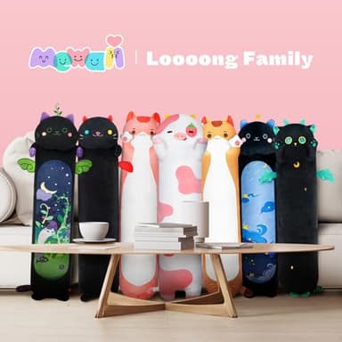 Mewaii Long Cow Plush 5 Sizes, 120% Extra Filling Giant Plushness Kids Body Pillow, Kawaii Cute Strawberry Cow Stuffed Animals Plushies, Big Long Body Pillow Cat Plush Gift for Girls 53” - Image 7