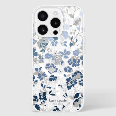 kate spade new york iPhone 16 Pro Case - Compatible with MagSafe - Designer Phone Case - Flowerbed Blue Gems - Image 9