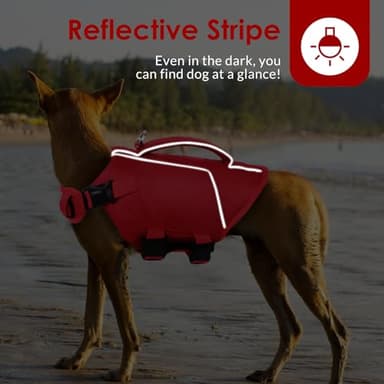 ASENKU Dog Life Jacket - Pet Safety Vest for Swimming & Boating, Shark Life Jacket with Floatation, Dog Lifesavers Swimsuits for Small Medium Large Dogs (Red, XL) - Image 3