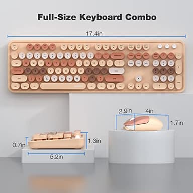 KNOWSQT Wireless Keyboard and Mouse Combo - MilkTea Colorful 2.4G Typewriter Full-Size Cute Keyboards - USB Receiver Plug and Play, for Computer, PC, Laptop, Desktop, Windows - Image 7