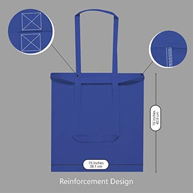 TOPDesign 24-Pack Economical 16"x15" Blue Cotton Tote Bag, Lightweight Medium Reusable Grocery Shopping Cloth Bags, Suitable for DIY, Advertising, Promotion, Gift, Activity - Image 5