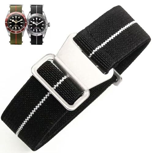 Nizonlaie Elastic Nylon Watch Band French Troops Paratrooper Military Parachute Style 18mm 20mm 22mm Hook-and-Loop Premium Striped Fabric Nylon Replacement Watch Strap for Men Women - Image 1