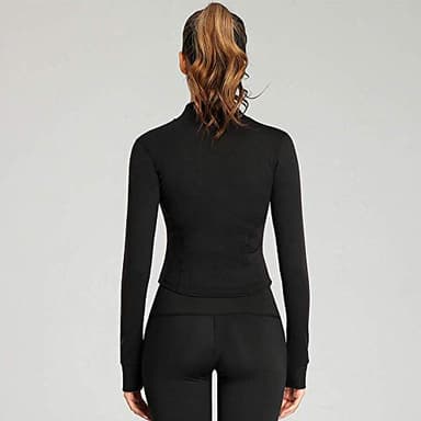 Lviefent Womens Lightweight Full Zip Running Track Jacket Workout Slim Fit Yoga Sportwear with Thumb Holes (Black, Small) - Image 4