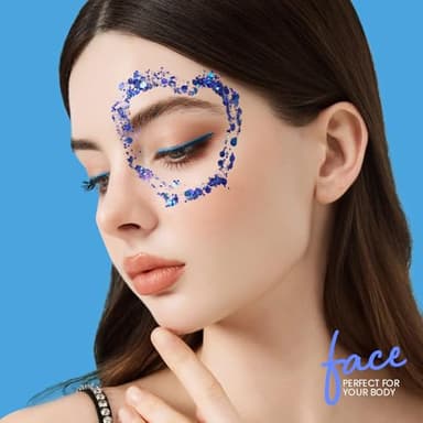 Teenitor Blue Body Glitter, Face Glitters, Body Glitter Gel, Hair Glitter Gel, 80g/2.8oz Holographic Blue Glitter Makeup for Face Body Hair - Image 4