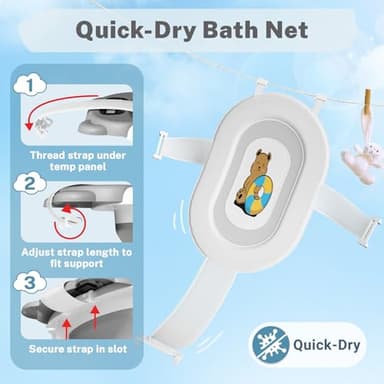 AVIDOR Baby Bathtub,Collapsible Bathtub for Newborn to Toddler,Durable Essential Infant Bath Tub,Portable Travel Baby Tub with Soft Cushion,No-Slip Hanging and Detachable(Grey) - Image 3