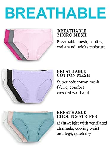Fruit of the Loom Women's Size Underwear, Designed to Fit Your Curves, Brief-Cooling Stripes-Colors May Vary, 11 Plus - Image 5