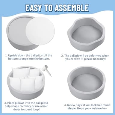 Foam Ball Pit for Toddlers with 100 Balls, Large Baby Ball Pit for Babies with Soft Memory Sponge, Indoor Outdoor Baby Playpen, Kids Play Ball Pool, Gift Toys for Infants Boys and Girls - Image 6