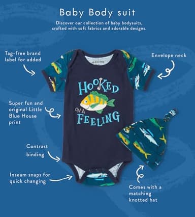 Little Blue House unisex-baby Bodysuit with Hat, Game Fish, 18-24 Months - Image 3