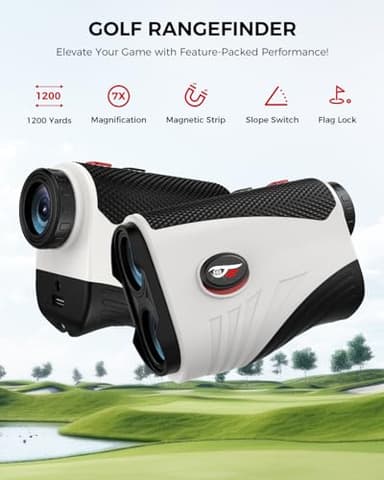 Golf Rangefinder with Slope - 1200 Yards Laser Range Finder with Flag Pole Locking Vibration, 7X Magnification rangefinder with Magnet Stripe - Image 2