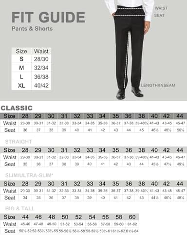 Mens Classic Fit Flat Front Hidden Expandable Waist Dress Pants No Iron Suit Pants(Black,32W30L) - Image 7