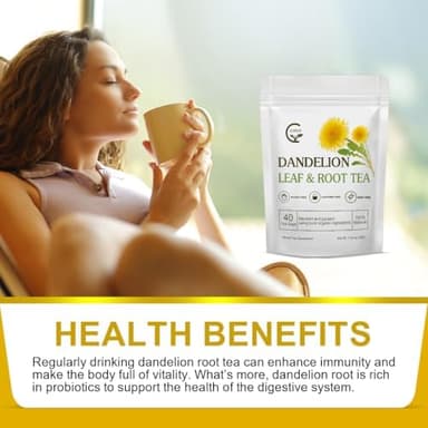Organic Dandelion Leaf & Root Tea, Supports Kidney Function and Healthy Digestion, Caffeine Free, 40 Tea Bags - Image 4