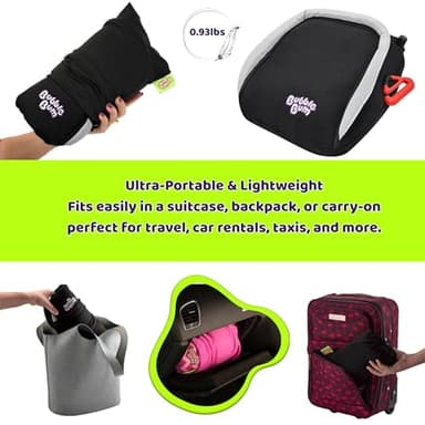 BubbleBum Inflatable Booster Car Seat – Foldable, Lightweight, Backless Travel Booster Seat for Kids, Portable Carseat for Toddler, Fits 3 Across, Compact for Uber - Ages 4-11 Year Old, - Black - Image 7