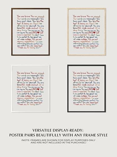 “You Are Brave, You Are Enough” Inspirational Wall Art Print – Affirmation Typography Poster for Self-Love, Mental Health – Classroom, Office, Bedroom, Therapy Room Décor – 8x10 Unframed - Image 7