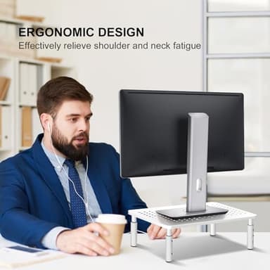 Bracwiser Monitor Stand Riser, Metal Computer Stand, 3 Height Adjustable Screen Riser with Mesh Platform for PS4, Laptop, Printer, Notebook and All Flat Screen, Holds Up to 20KG - Image 7