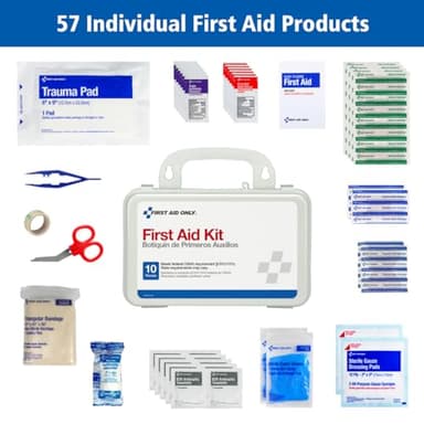 First Aid Only 6060 All-Purpose 10-Person Emergency First Aid Kit for Business, Worksite, Home, and Car, 57 Pieces - Image 3