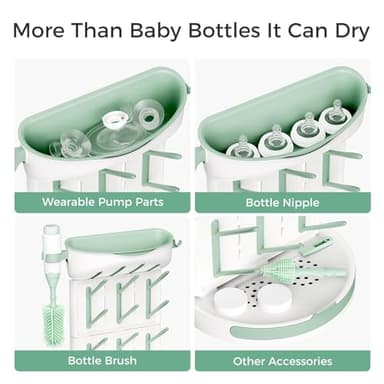 Momcozy DIY Larger Bottle Drying Rack for 18 Bottles, Space Saving Countertop Vertical Rack with Brushes Holder, Detachable Travel Bottle Rack for Baby Accessories & Pump Parts - Image 6