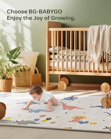 BG-BABYGO Baby Play Mat Foldable Baby Floor Play Mat 0.6" Thick Soft Foam Playmat for Babies Reversible Waterproof Padded Baby Girl Play Mat Portable Baby Crawling Mat for Indoor Outdoor(70"*78"*0.6") - Image 7
