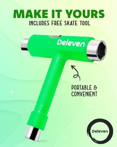 Deleven 22" Skateboard with Bright LED Wheels, Skate Tool, ABEC 7 Bearings - for Kids Beginners Adults - Image 6