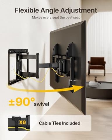 monTEK Full Motion TV Wall Mount for 37-84 Inch TVs, TV Mount Bracket with Articulating Arms, Tool-Free Tilt & Swivel, Extension, Max VESA 600x400mm, Fits 12“/16" Wood Studs, Up to 110lbs, 4X Tested - Image 5