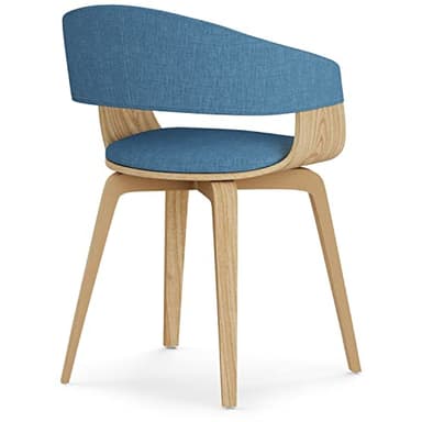 SIMPLIHOME Lowell Dining Chairs - Upholstered Light Natural Oak Bentwood Frame and Linen-Style Fabric Kitchen Chair in Blue, Modern Dining Room Seating with Curved Back and Padded Seat - Image 7