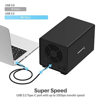 SABRENT 4-Bay USB 3.2 Gen 2 SATA Docking Station for 3.5” HDD/SSD, 10Gbps USB-C DAS, Tray-Less Hot-Swap, Aluminum Enclosure with Cooling Fan, Individual Power Switches, No RAID (DS-SC4B) - Image 6