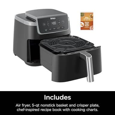 Ninja | Air Fryer | 5 QT Capacity | 5-in-1 Air Fry, Bake, Roast, Reheat, & Dehydrate | Air Crisp Technology | Nonstick Basket & Crisper Plate | Grey | AF142 - Image 9