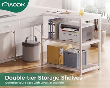 AODK 53 Inch L Shaped Computer Desk with Drawers, Corner Desk with Power Outlets & Reversible Storage Shelves, Movable CPU Stand for Home Office Gaming, White - Image 7