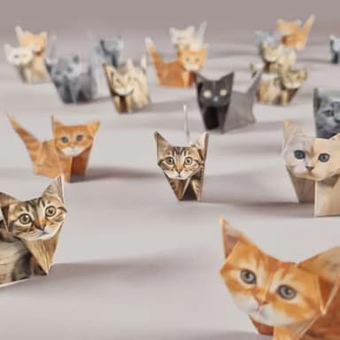 DIY Paper Cats - 50 Sheets DIY Origami Paper to Fold Cute Cat Figures, Fun Craft Activity for Adults & Kids, Desk Decoration & Gift for Cat Lovers (ca't, 50pcs) - Image 2