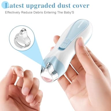 ODIFORGOO Baby Nail Trimmer Electric Baby Nail File,USB Charging 15 in 1 Nail Clippers kit with Dust Cover LED Light,Trim Buffer Kit for Newborn Infant Toddler or Adults Toes Fingernails Care(Blue) - Image 3