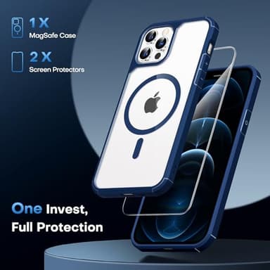 TAURI for iPhone 12 Pro Max Case Blue, Compatible with Magsafe [Yellowing Resistant] with 2X Screen Protectors, Military-Grade Protection, Slim Magnetic Phone Case for iPhone 12 Pro Max, 6.7" - Image 3