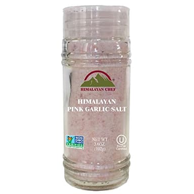 Himalayan Chef Himalayan Pink Garlic Salt -3.6 Oz (Pack of 1), Small Grinder of Garlic Salt Seasoning, Natural & Certified - Image 1