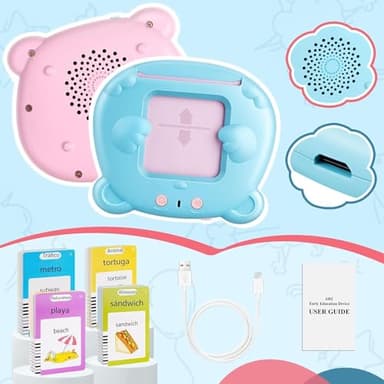 Spanish & English Talking Flash Cards for Toddler, Bilingual Flash Cards Learning Montessori Toys with 224 Sight Words, Speech Therapy Toys for Children Sensory Preschool Education - Image 8
