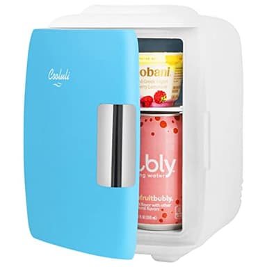 Cooluli Mini Fridge for Bedroom - Car, Office Desk & Dorm Room - Portable 4L/6 Can Electric Plug In Cooler & Warmer for Food, Drinks, Skincare Beauty & Makeup - 12v AC/DC & Exclusive USB Option, Blue - Image 2