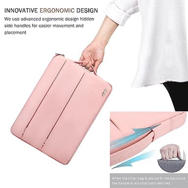 Voova 15.6-16 Inch Laptop Sleeve Carrying Case, Waterproof Computer Bag Cover Compatible with MacBook Pro 16 M3 M2 M1 Pro/Max 2023-2019, Dell XPS 15,15-16 Inch HP Lenovo Acer Asus Chromebook, Pink - Image 7