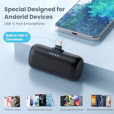 Swyop [2-Pack] Mini Portable Charger 5200mAh Power Bank, 3A PD USB C Cell Phone Portable Power, LCD Display Battery Pack Compatible with iPhone 15/15 plus/15 pro/15 pro Max/Android Phone/Samsung etc - Image 2