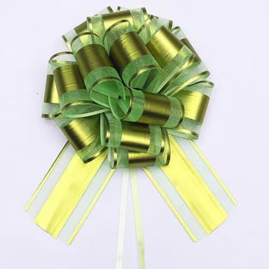 HQJAXJ 6 Pieces Large Pull Bows,Pull Bow for Gifts Wrapping Party Birthday Holiday Gift Boxes Bow Basket Packaging Bows for Valentine's Day Presents Flower Decorations (Fruit green) - Image 1