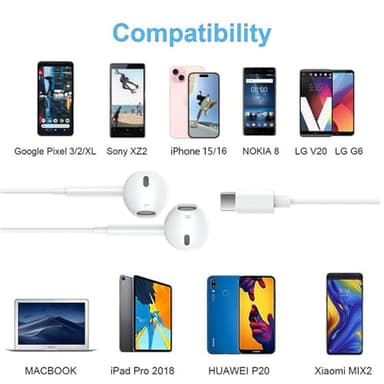 USB C Headphones for iPhone 17, Type C Earbuds Wired Earbuds with Microphone & Remote Control Noise Cancelling Earphones, Compatible with iPhone 17 Pro Max, iPad Pro, Most USB C Jack Devices - Image 5