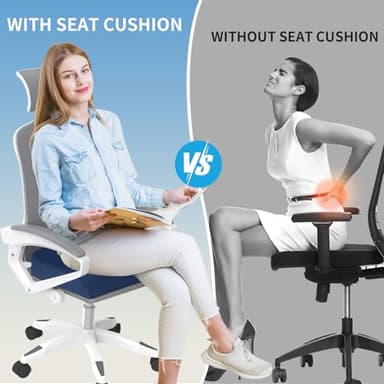 TranquilRelax Large Seat Cushion, Memory Foam Cushion for Long Sitting Hours on Office Chair, Home & Car, Non-Slip Chair Pad for Relieving Back & Sciatica & Hip & Coccyx Pain (Blue) - Image 7