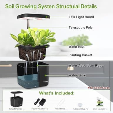 Indoor Garden Growing Systems Self-Watering Plant Pot Smart Gardening System with 17 Watts LED Grow Light Auto Timer Gardening Plant Gifts for Dad Mom Plant Pot for Vegetables Herbs(No Seeds&Soil) - Image 6