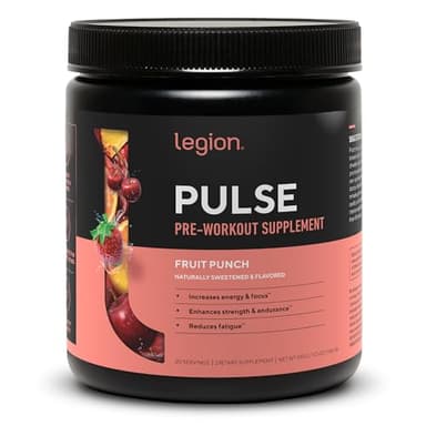 LEGION Pulse Pre Workout Supplement - All Natural Nitric Oxide Preworkout Drink to Boost Energy, Creatine Free, Naturally Sweetened, Beta Alanine, Citrulline, Alpha GPC (Fruit Punch) - Image 1