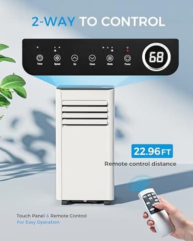 Feelfunn 8000 BTU Portable Air Conditioner - Cools 350 Sq.Ft Quickly, 3-in-1 AC Unit with Remote, 24H Timer, Quiet Operation & Window Kit for Bedrooms Apartments Offices Dorms - Image 5