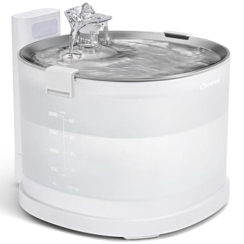 Cheerble Pumpless Cat Water Elfin Fountain, Wireless Pet Fountain Battery Operated, 2L/67oz E1+ Automatic Water Dispenser Cats & Dogs MagDrive™ Technology Stainless Steel Tray, No Cleaning Hassle - Image 1
