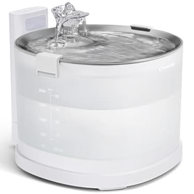 Cheerble Pumpless Cat Water Elfin Fountain, Wireless Pet Fountain Battery Operated, 2L/67oz E1+ Automatic Water Dispenser Cats & Dogs MagDrive™ Technology Stainless Steel Tray, No Cleaning Hassle - Image 1