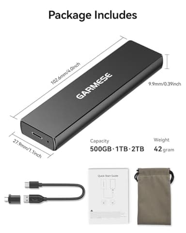 GARMESE 512GB External SSD - Up to 1000MB/s Read Speed USB 3.2 Gen 2 Portable SSD, External Solid State Drives with Type-C Cable for PC Mac Game Console - Image 4