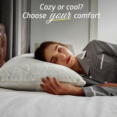 BETU Cooling Pillow Queen Size, Shredded Memory Foam Cool Pillow for Hot Sleepers, Adjustable Firm Soft Support Bed Pillows Perfect for Back Neck Pain and Side Sleeping with Pillow Case Cover, White - Image 7