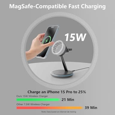 2025 3 in 1 Charging Station for Apple iPhone AirPods Watch with Mag-Safe Charger Wireless Charger Stand for iPhone 17 16 15 14 13 12 Series AirPods iWatch Series - Gifts for Wife & Husband - Image 4