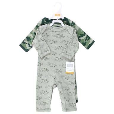Hudson Baby Unisex Baby Thermal Coveralls 2pk, Sage Dinosaur, 3-6 Months - Image 2