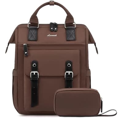 LOVEVOOK Laptop Backpack for Women Work Travel Commuter Backpack Business Computer Bag Teacher Doctor Nurse Bags College Backpack Purse Laptop Bag, 15.6 Inch, Coffee-black - Image 1