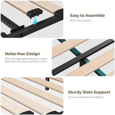 Seventable Twin Size Bed Frame with 3 Storage Drawers & Charging Station, Upholstered Platform Bed with Storage Headboard and LED Light, No Box Spring Needed, Noise Free, Easy Assembly, Dark Grey - Image 6