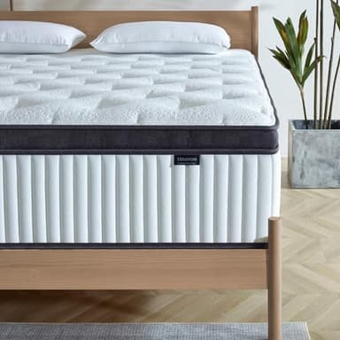 Tegeniss Full Size Mattress, 12 Inch Memory Foam, Independent Spring, Soft and Comfortable Medium Firm Hybrid Mattress in A Box, Pressure Relief - Image 1
